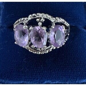 SETA 925 Sterling Silver & 3 Carat AMETHYST Ring Sz 10.25~New